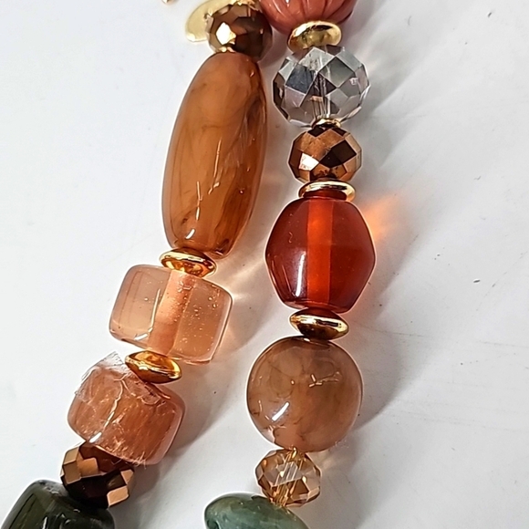 Chico's Orange Sage Gold Tone Stones & Baubles Necklace - Picture 6 of 14